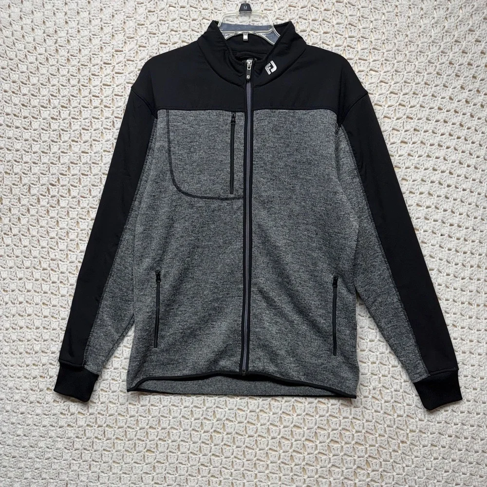 FootJoy FJ Golf Jacket Mens L Gray Full Zip Long Sleeve Performance Fleece